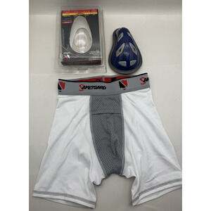 1pc Safetgard Youth Boxer Brief White/Grey w/Blue Cage Cup, Youth Regular*READ